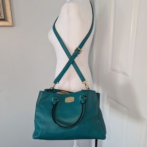 Michael Kors Crossbody Satchel in Aqua Pebbled Leather